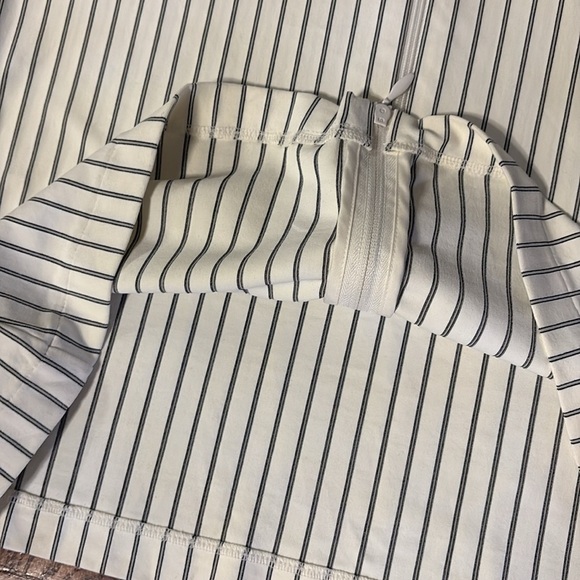 Boston Proper white striped STRETCH 2 way ZIPPED shirt jacket lightweight Med - Picture 11 of 14